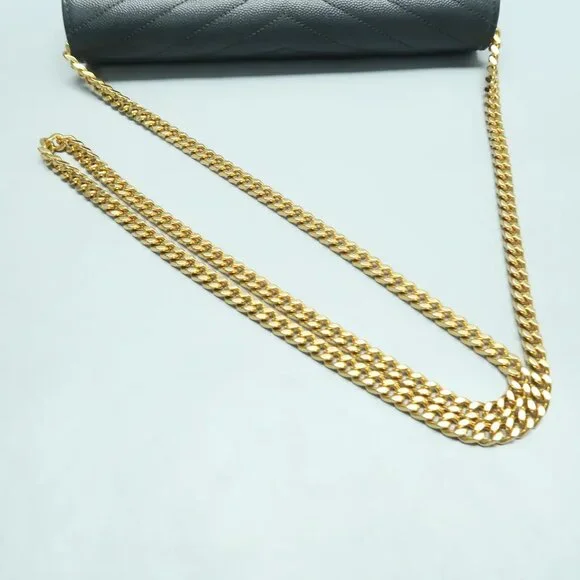 SAINT LAURENT Envelope Grey Leather Shoulder Bag 1108-011625 - Picture 6 of 12